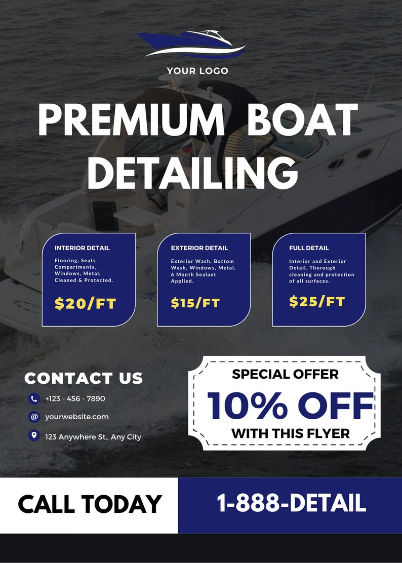 Boat Detailing Flyer 5X7 Digital & Printable Edit Online Do It Yourself