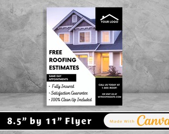 Roofing Estimates Flyer Template: Customizable Canva Design (Digital Download)