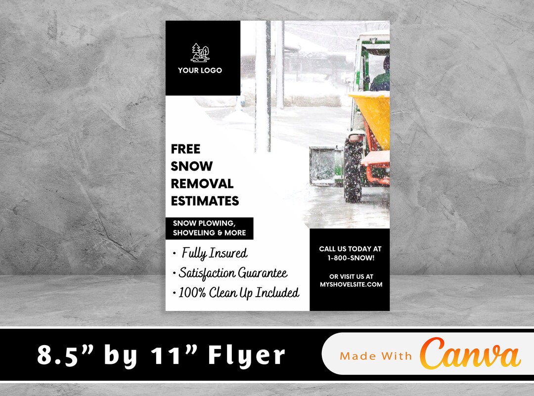 Free Snow Removal Estimates Flyer Customizable Digital Download Canva
