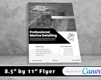 Boat Detailing Flyer Customizable Digital Download Canva Template for Boat Detailer