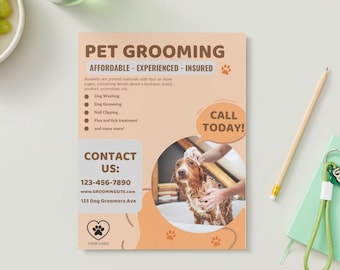 Dog Grooming Flyer: Customizable Canva Template (Digital Download)