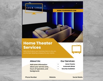 Home Theater Services Flyer: Customizable Canva Template (Digital Download)