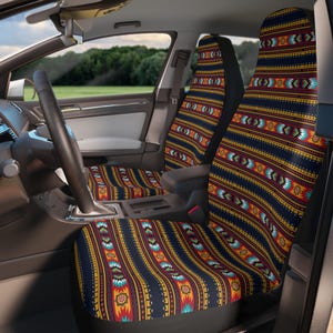 Navajo Bucket Vehicle Seat Covers,Tribal Print Car Seat Protectors, Southwest Design Auto Seat Cushions, Bohemian Car Accessories, Ethnic