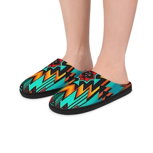 Navajo Slipper Southwestern House Shoes Western Slippers Country Slippers Aztec Slip-ons Slip-ins  Loafers