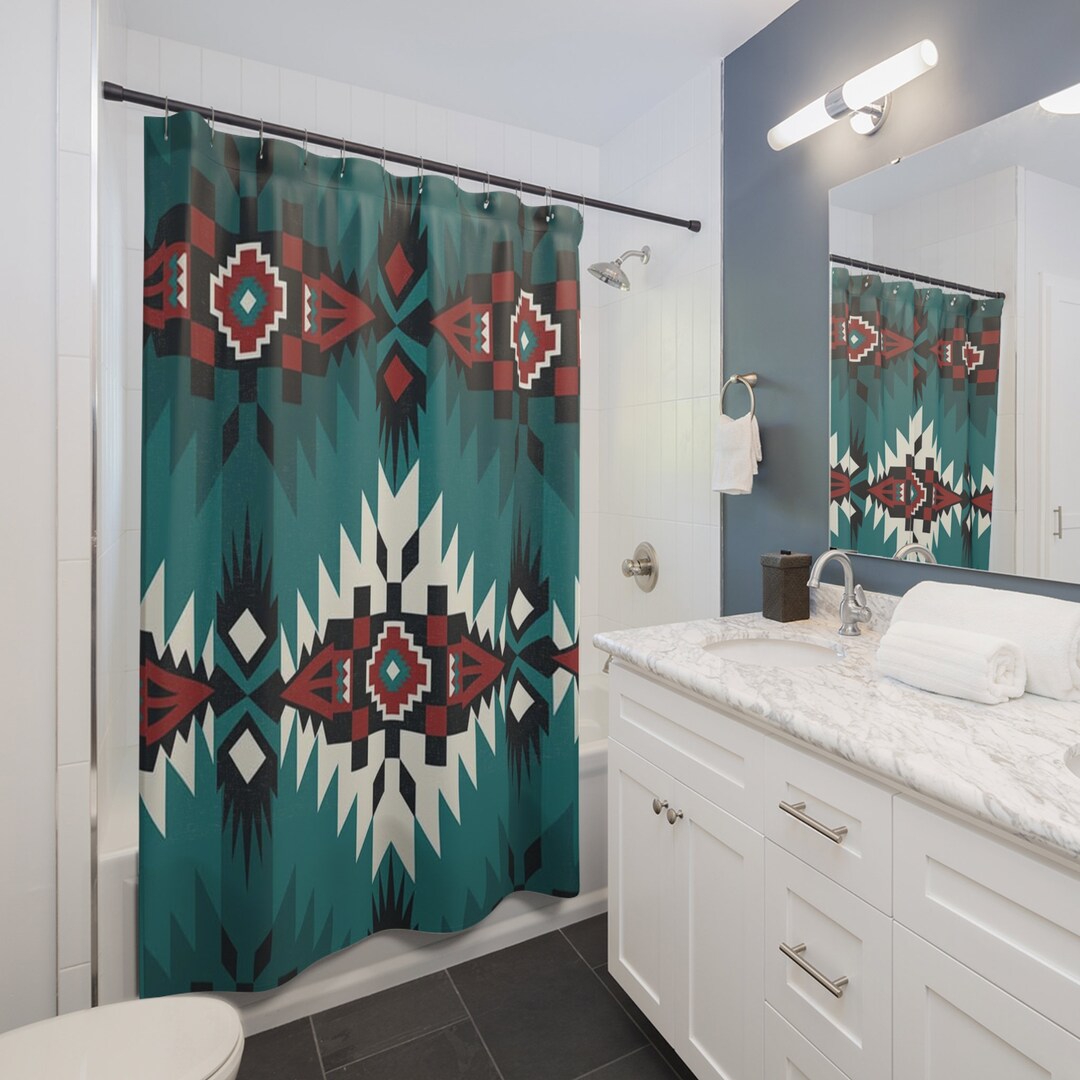 Aztec Shower Curtain/bathroom Accessories Linens Etsy
