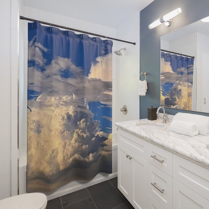 Puffy Clouds & Blue Sky Shower Curtain/bathroom Accessories, Decor and