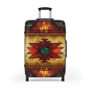 Tribal Print Suitcase, Unique Luggage for Travelers, Boho Style Travel Gear, Vacation Essentials, Adventure Ready Bags