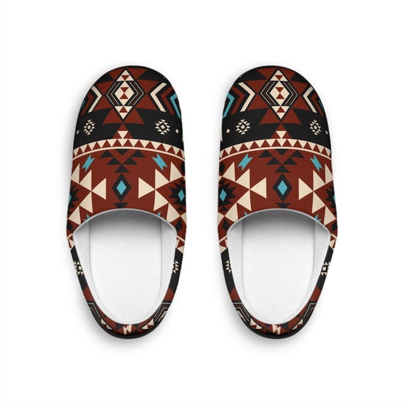 Womens Navajo Slippers Aztec Footwear Southwestern Western House Shoes Slip  Ons Moccasins Mules