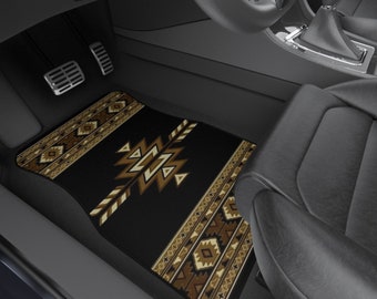 Black & Brown Southwestern, Navajo, Aztec Vehicle Floor Mats (2) Auto Accessories, Decor and Parts