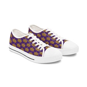Purple Royalty Crown Sneakers: Women&#39;s Casual Pleather Shoes