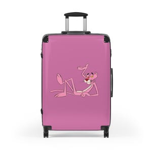 ピンクパンサースーツケース | 旅行用荷物、クリエイティブな荷物、夏休み、旅行者へのかわいいギフト、漫画デザイン