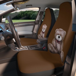 テディベアのカーシートカバー、かわいい動物プリントの自動車シート、愛らしいカーアクセサリーギフト、ペット愛好家の車の装飾、車の内装装飾
