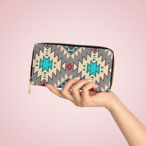 Carteira com zíper do sudoeste/bolsa/bolsa de dinheiro/carteira asteca/navajo/caderno de bolso/clipe de dinheiro/carteira/porta-moedas