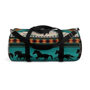 Aztec Running Horses Duffel Bag Navajo Southwestern Carry On Clothes Bag Luggage