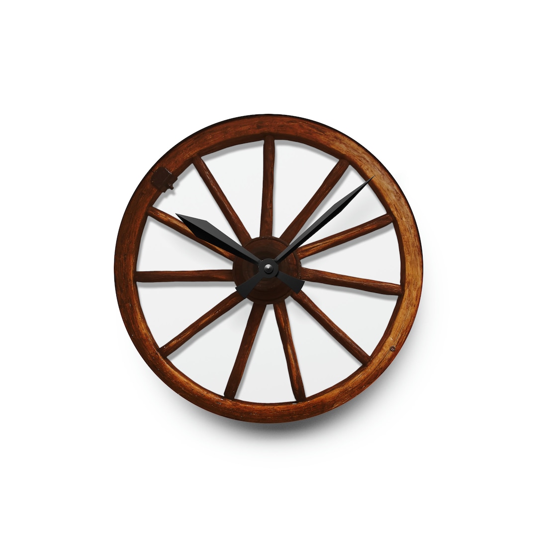 Wagon Wheel Wall Clock/western Cowboy Clock/time Piece/electronics