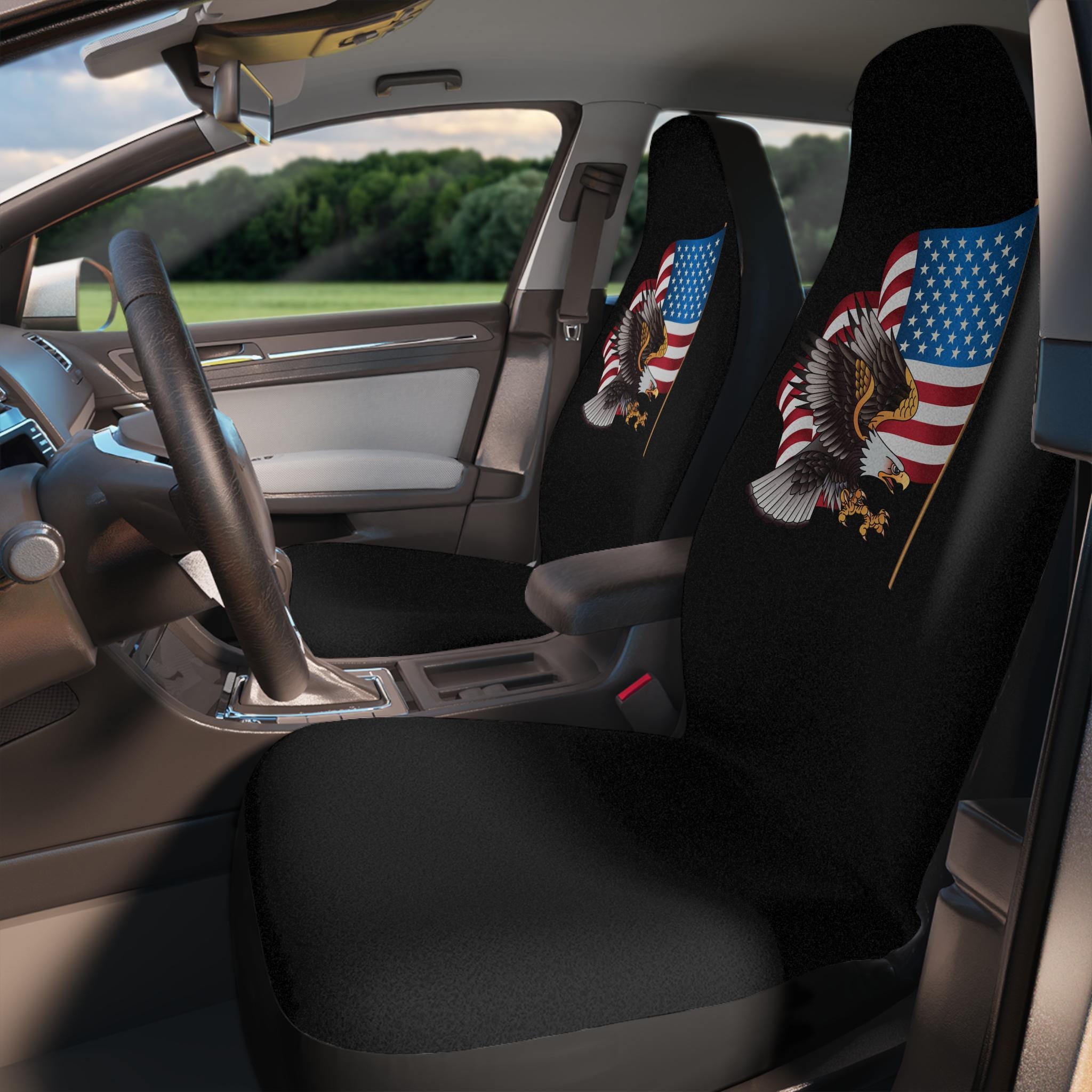 Patriotic Eagle Car Seat Covers, American Flag Accessories, USA Pride, Auto Decor, Gift for Veterans, Road Trip Comfort