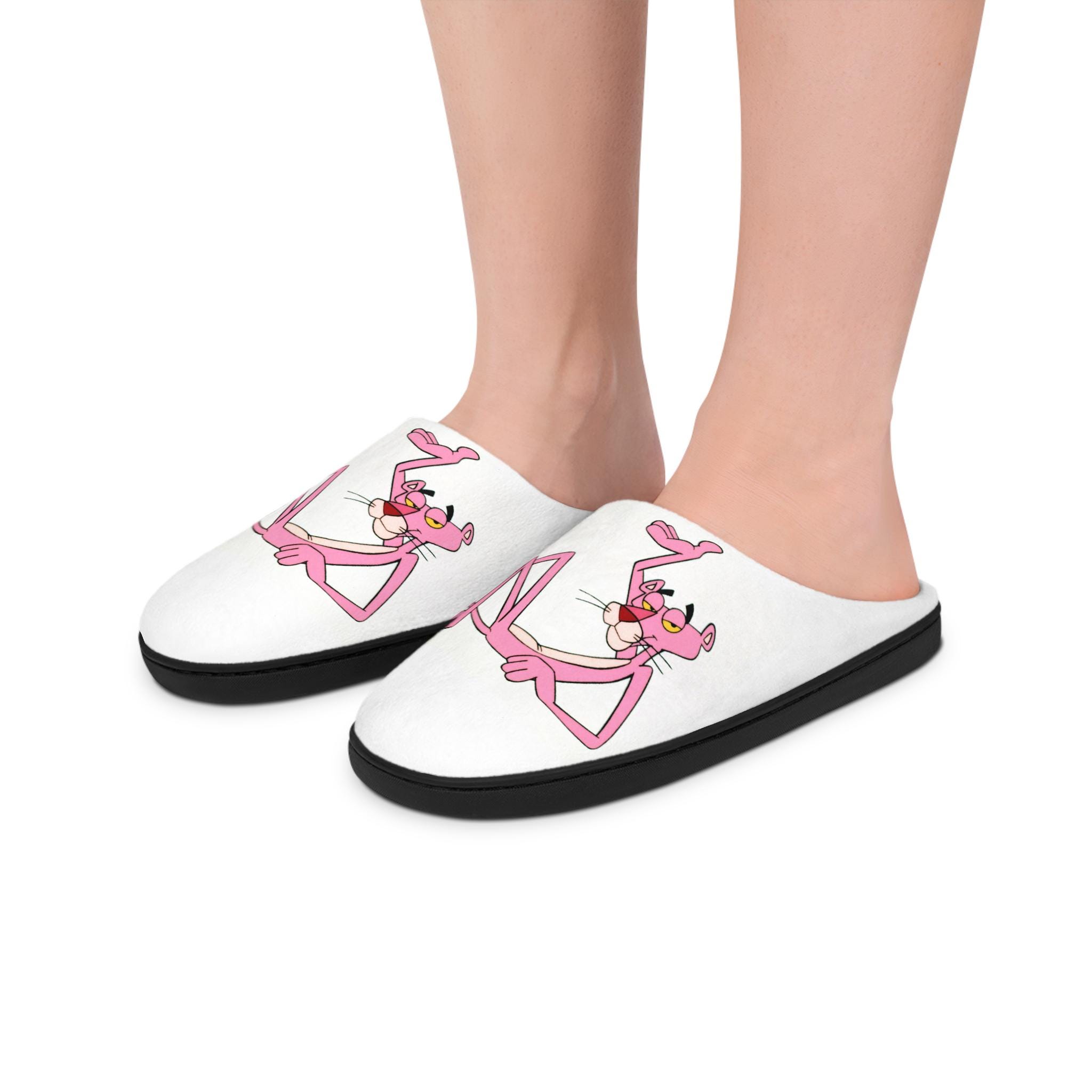 Men's Pink Panther Slippers: Flannel Fleece Cartoon House Shoes