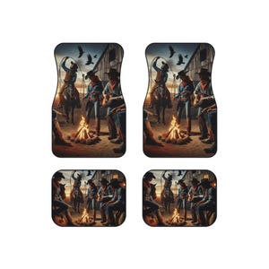 Western Cowboy Car Mats - Rustic Automotive Floor Mats Set, Gift for Ranch Lovers, Cowboy Decor, Western Themed Car Accessories