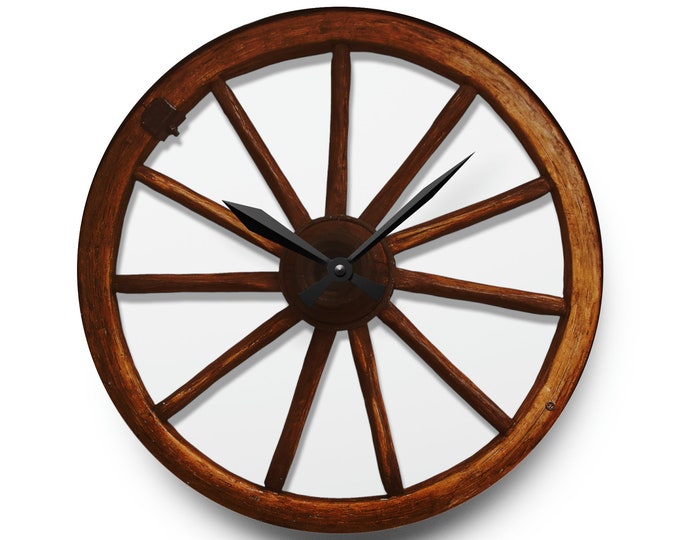 Wagon Wheel Western Clock Cowgirl Cowboy Ranch