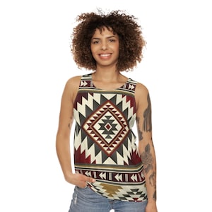 Tribal Unisex Tank Top, Navajo Shirt,  Summer Tops, Gifts for Him Her, Aztec Clothes