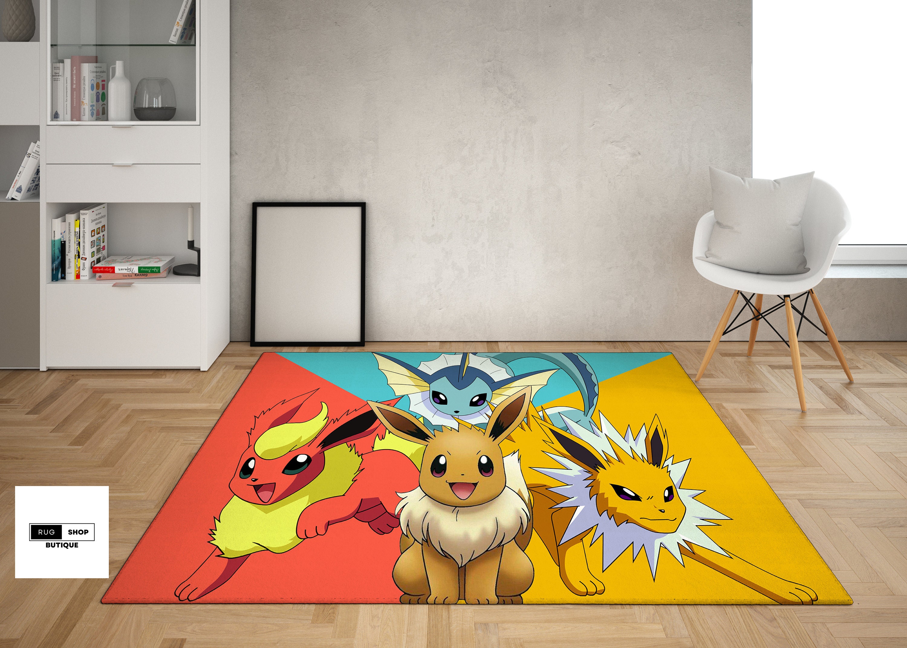 Discover PokeAnime Eevee and Family Design Rug, Animation Rug, Popular Rug, Modern Rug, Custom Rug, Adult Rug