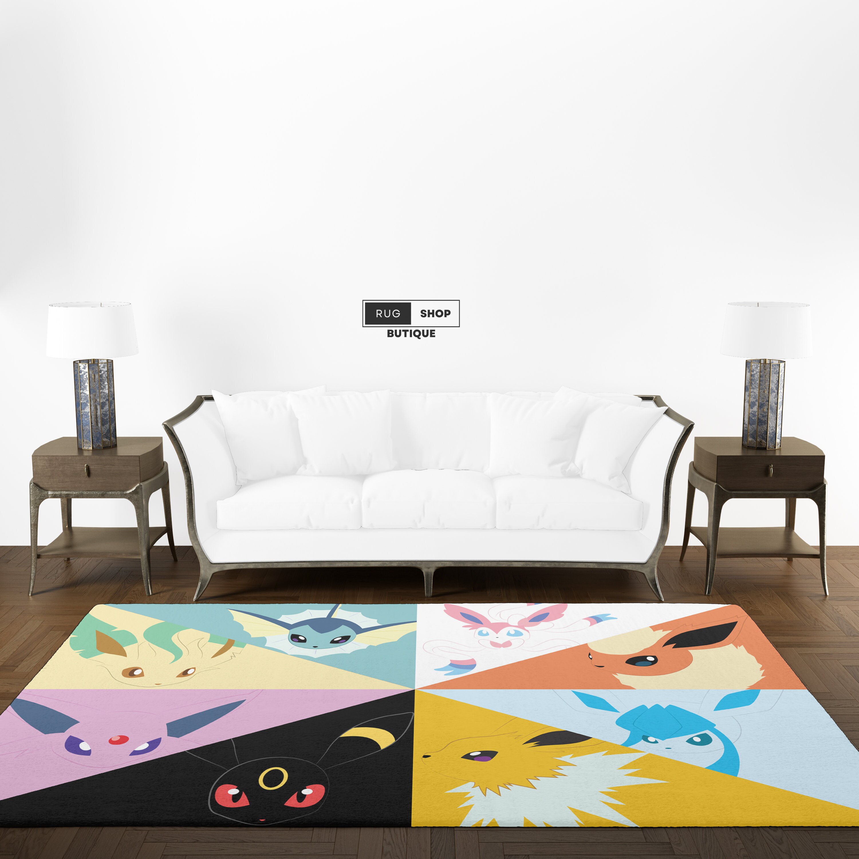 Discover PokeAnime Eevee and Family Revolution Design Rug, Animation Rug, Popular Rug, Modern Rug, Custom Rug, Adult Rug