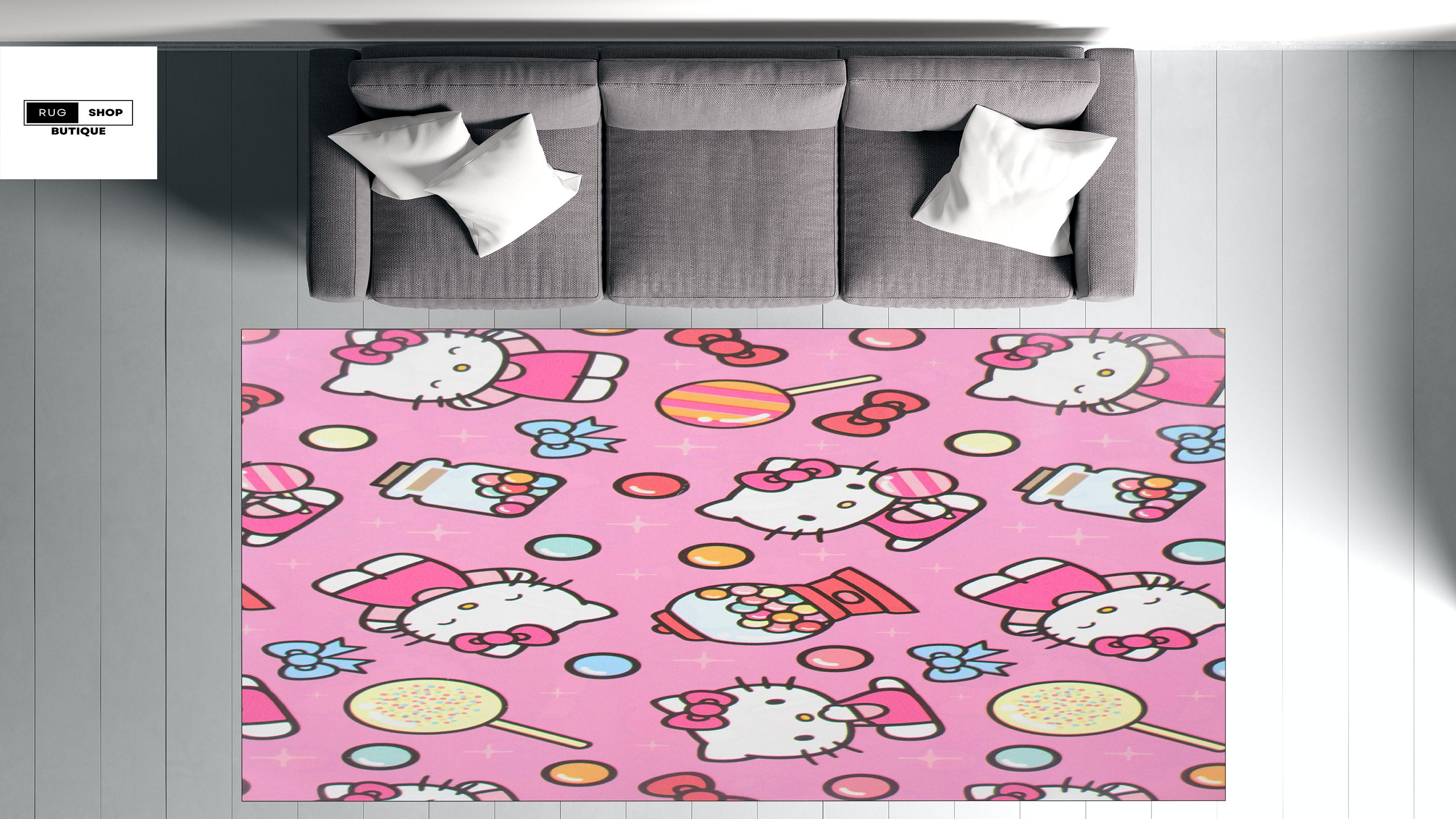 Discover Hello Cat Design Rug, Animation Rug, Popular Rug, Modern Rug, Custom Rug, Adult Rug, Fantastic Rug