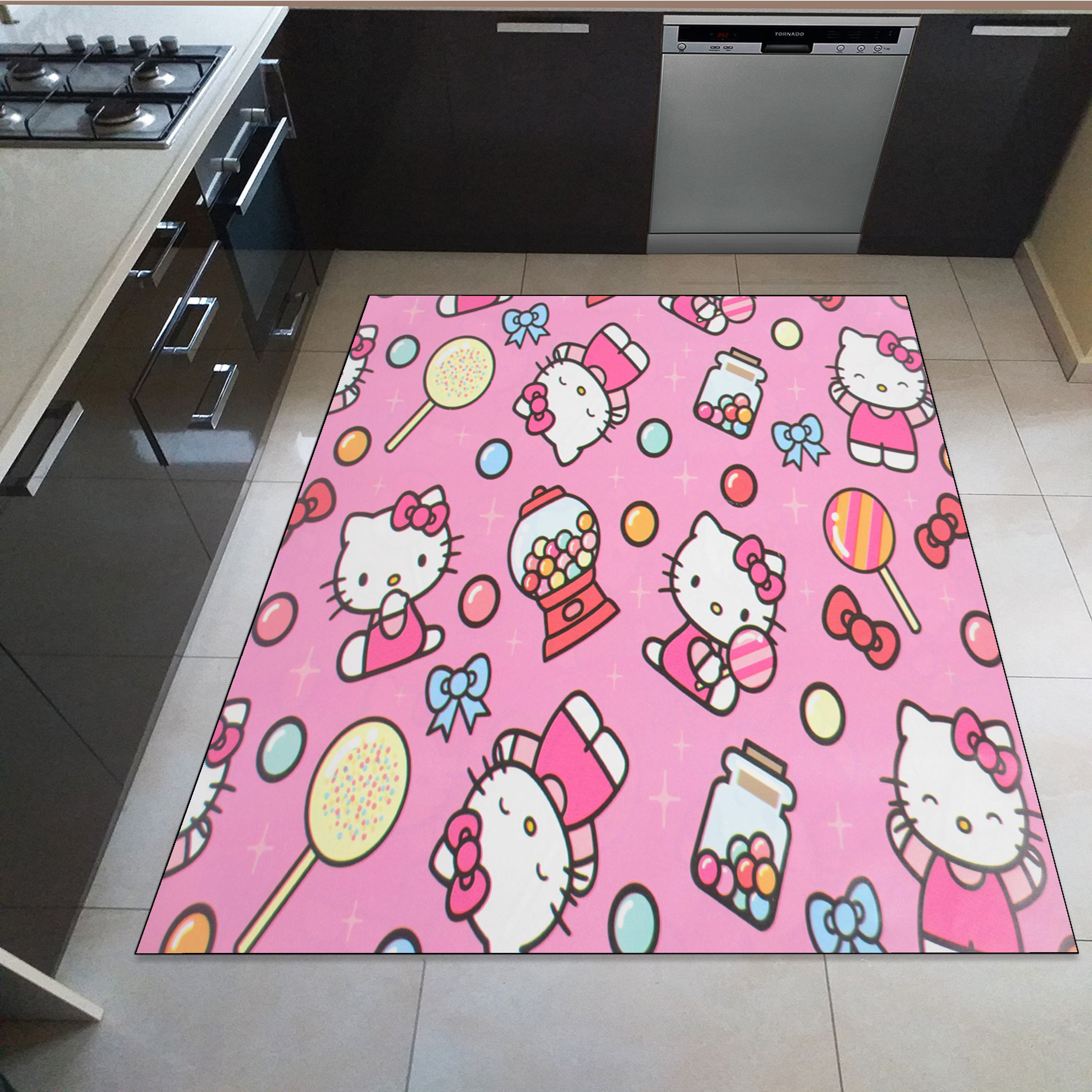 Discover Hello Cat Design Rug, Animation Rug, Popular Rug, Modern Rug, Custom Rug, Adult Rug, Fantastic Rug