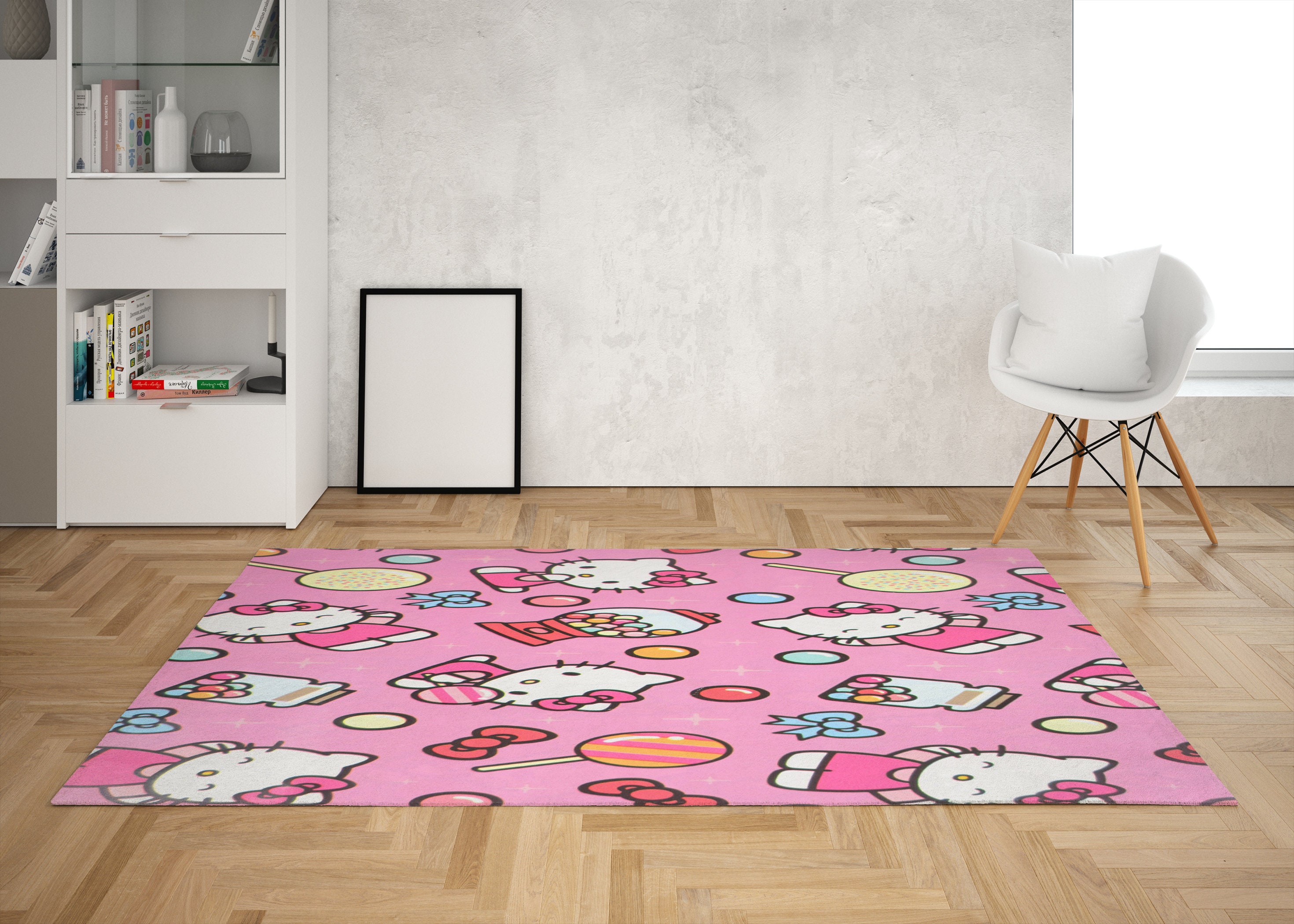 Discover Hello Cat Design Rug, Animation Rug, Popular Rug, Modern Rug, Custom Rug, Adult Rug, Fantastic Rug