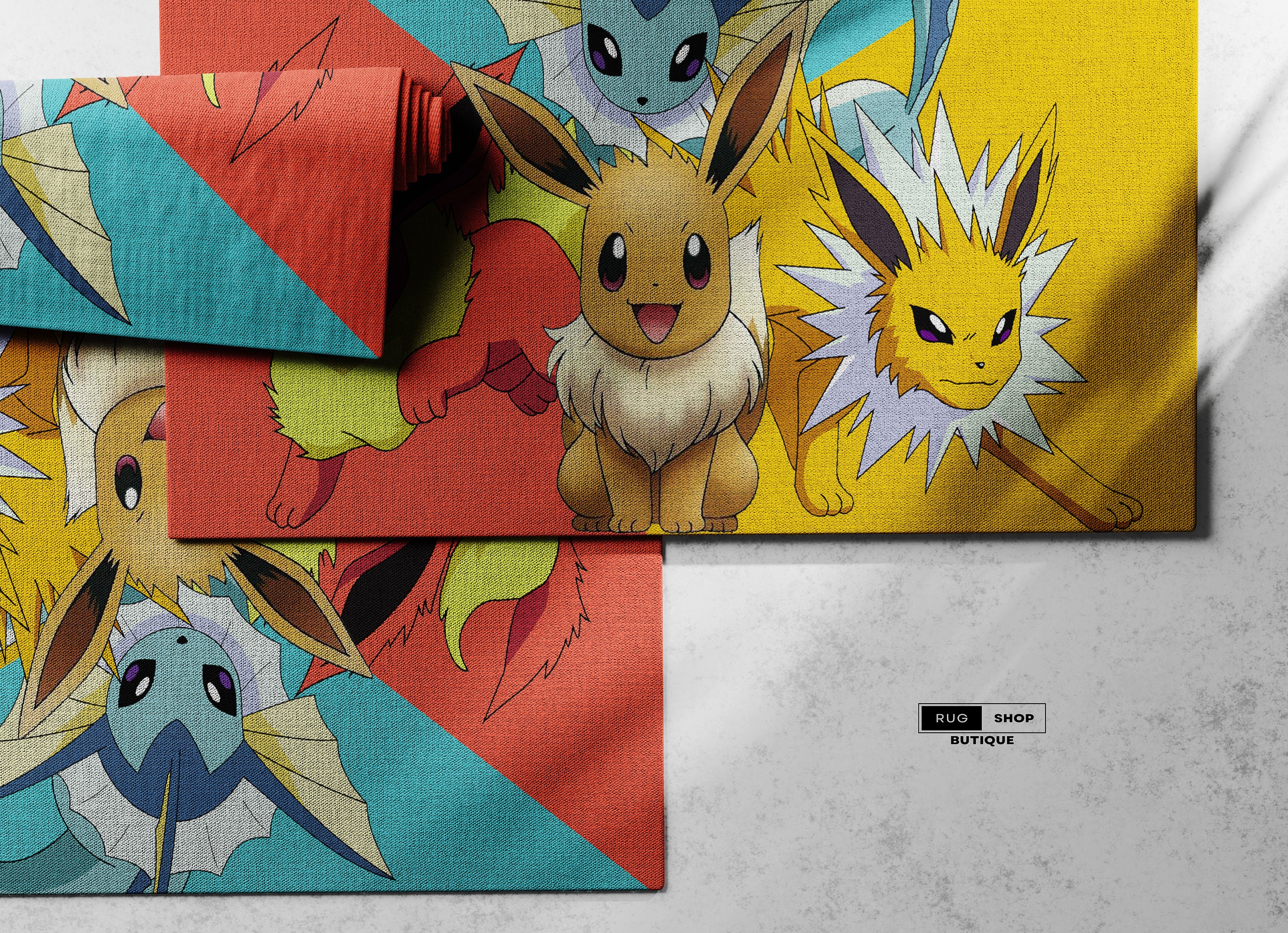 Discover PokeAnime Eevee and Family Design Rug, Animation Rug, Popular Rug, Modern Rug, Custom Rug, Adult Rug