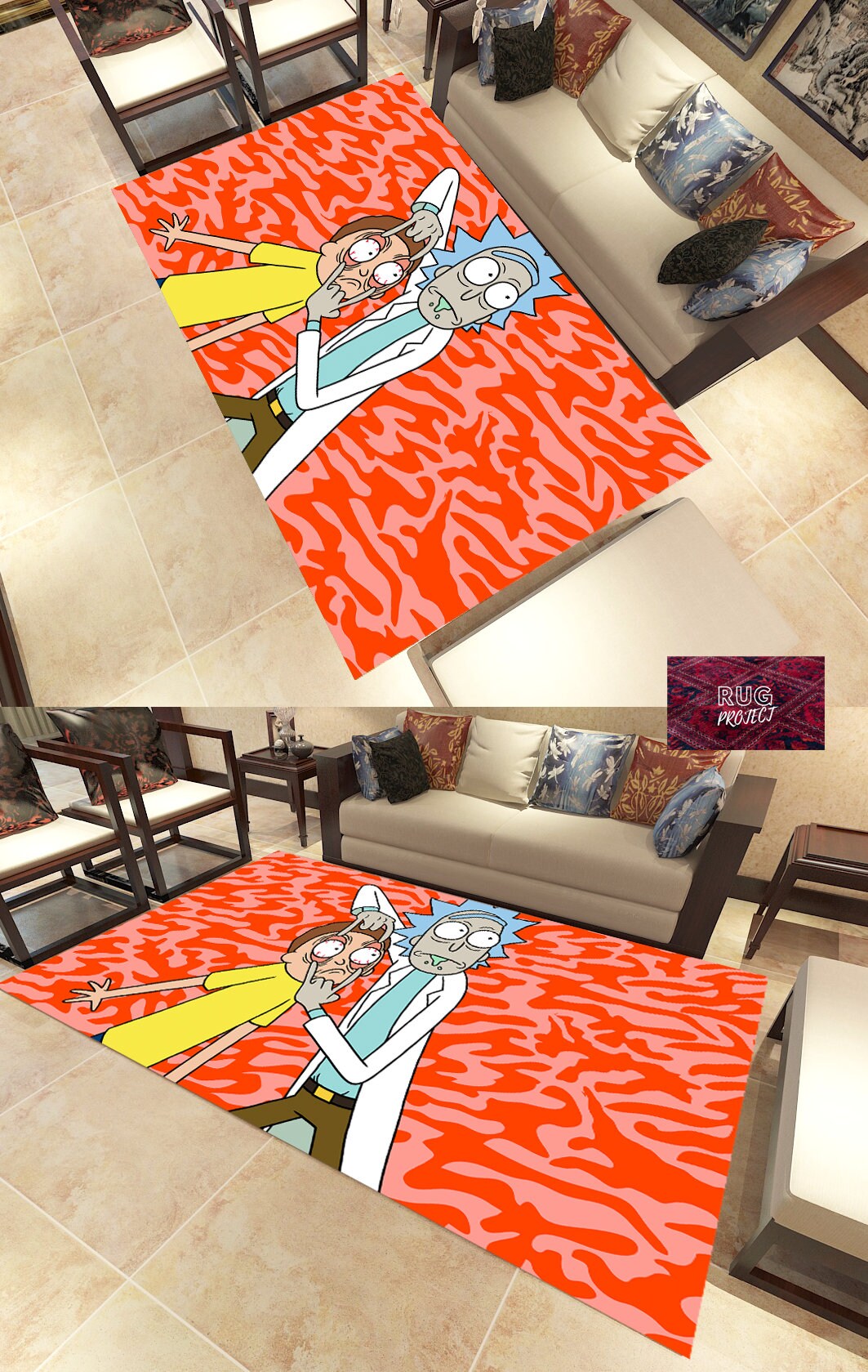 Discover Rick Anime Rug, Rickandmorty Anime Rug, Anime Gift Rug, Gift for the home, Gift for the him, Gift for the anime