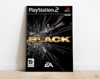 May include: Black PlayStation 2 video game cover art featuring a gold title with a shattered glass effect and a gun in the background. The cover also includes the EA logo and a 15+ rating.