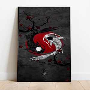 Japanese Art Poster Print | Yin Yang Poster | Japanese Poster | Room Decor | Wall Decor | Japanese Decor | Japanese Gifts | Yin Yang Fish