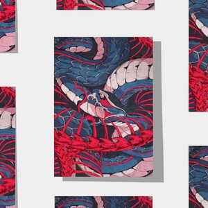 Posterdruck | Poster Schlange | Japanisches Poster | Zimmer Dekor | Wanddekoration | Japanisches Dekor | Japanische Geschenke | Schlangen Dekor Bild 5