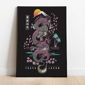 Japanese Art Poster Print | Black Dragon Poster | Japanese Poster | Room Decor | Wall Decor | Japanese Decor | Japanese Gifts | TOKYO JAPAN