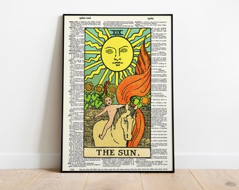 Tarotkaart posterafdruk | De zon-poster | Tarotkaartposter | Kamerdecoratie | Wanddecoratie | Tarotkaartdecoratie | Japanse geschenken | Het zondecor