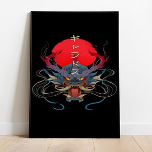 Stampa poster arte giapponese / Poster drago d'acqua / Poster giapponese / Decorazione stanza / Decorazione parete / Decorazione giapponese / Regali giapponesi / Drago d'acqua