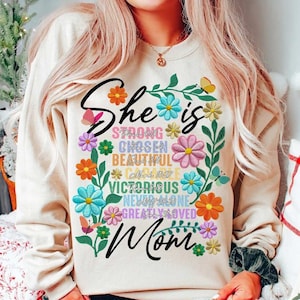 She is Mom PNG, Retro Mother Daisy, Blessed Mom Png, Embroidered Floral png, Mom Life Png, Mother's Day Png, Gift for Mom, Retro Mama Quotes