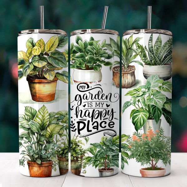 Emballage de verre de plante d'intérieur, verre de jardin, cadeau pour amoureux des plantes, sublimation de verre maigre 20 oz, Crazy Plant Lady Png, téléchargement numérique