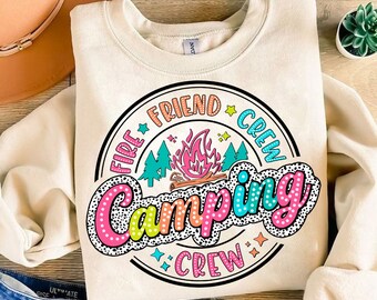 Camping Dalmatiner PNG, Camping Crew Png, Sommer Vibes PNG, helles Gekritzel, Dalmatiner Punkte, Sommer Png, Sublimationsdesign, Camping Shirt