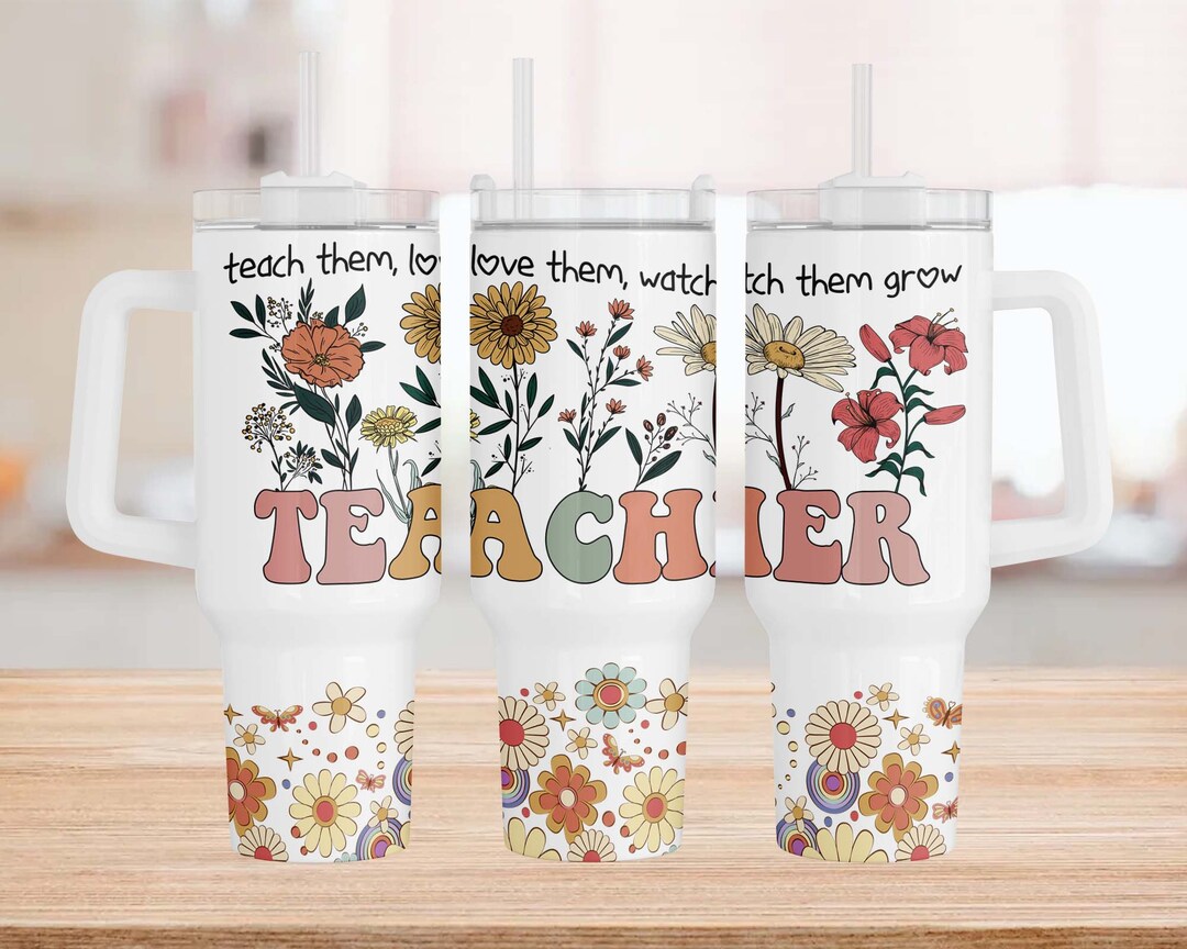 Teacher Wildflowers 40oz Tumbler Wrap, 40oz Quencher Tumbler Wrap