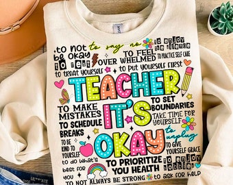 Teacher It's Okay PNG Sublimation Design, One Mental Health Breakdown, Teacher Png, Mental Health Matters Png, Teacher Gift, Back To School