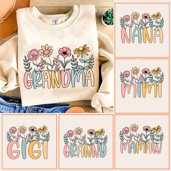 Mothers Day PNG Bunlde, Grandma PNG, Wildflowers PNG, Flower Png, Nana Floral Png, Mama Png, Mom Life Png, Floral Mimi Png, Granny Design