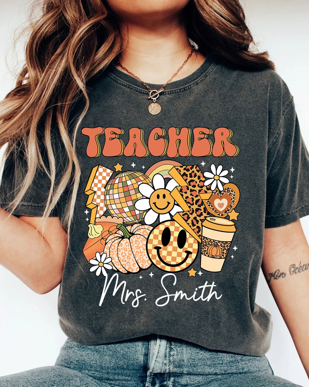 Fall Teacher PNG Shirt Retro Fall Vibes Teacher Design - Etsy