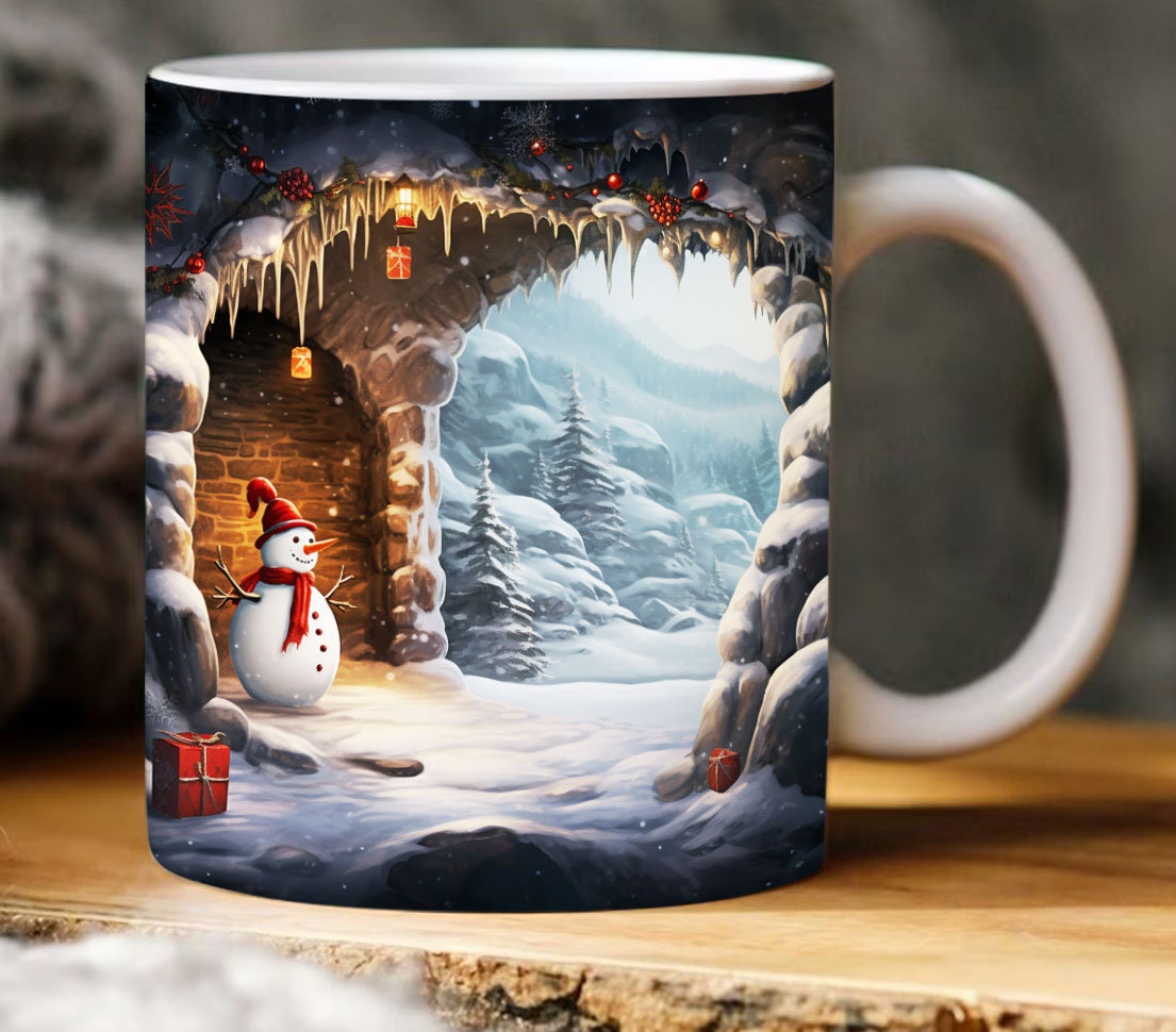 Retro Christmas Snowman Mug, Snowman Floral Mug, Christmas 11oz 15oz Mug 
