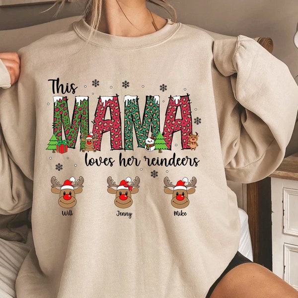 Personalized This Mama Loves her Reindeers PNG, Mama Christmas Png, Reindeer Christmas Png, Chirstmas Sublimation PNG, Grandma Christmas Png