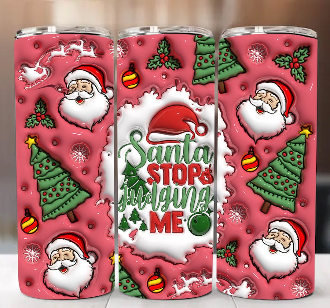 3D Santa Funny Christmas Inflated Tumbler Wrap Santa Stop Etsy