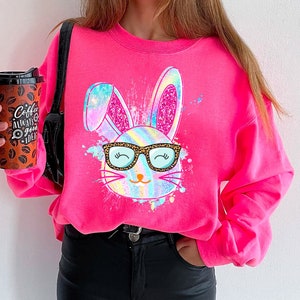Bunny with Glasses Easter PNG Download, Glitter Bunny PNG, Sparkly Easter Bunny Shirt Design, Faux Glitter Sequins Bunny Png, Easter Png