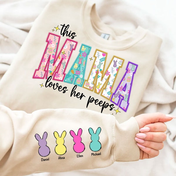 This MAMA Loves Her Peeps PNG, Mama Easter Shirt Design, Easter Day PNG File, Mama EasterDigital Download, Retro Easter Png Shirt