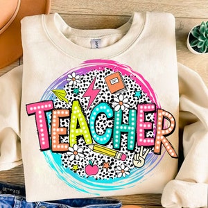 Teacher Dalmatian Png, Dalmatian Dots Png, Back To school Png, Teacher Appreciation, Teacher Gift, Teacher Sublimation, Bright Doodles Dots